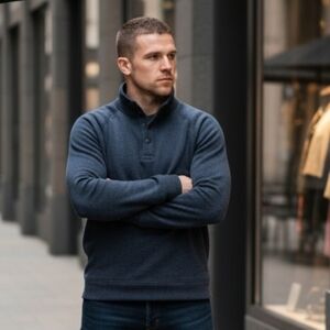 Men's Sonoma Supersoft Mockneck Fleece Pullover Sweater Teal Size Med